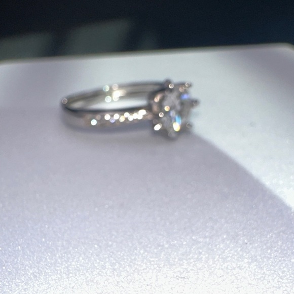 Radiant Silver Solitaire Ring 1 CT Moissanite D Color With GRA - Picture 4 of 6